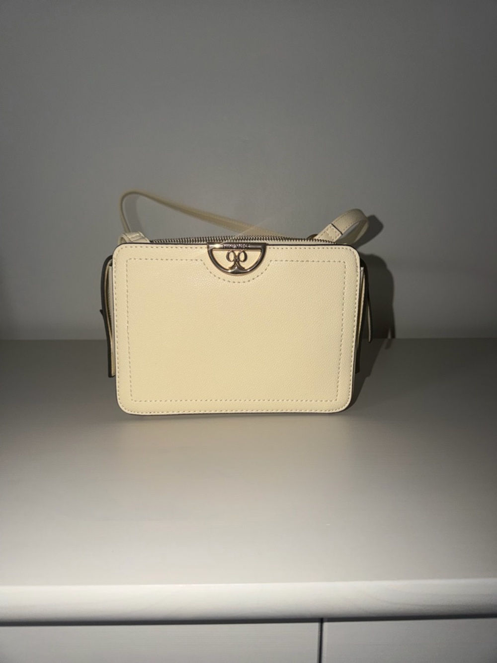Cream Crossbody Bag with Gold Accent